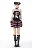 Her Cat-a-Combs: Kawaii Lolita Balck/Pink Plaid Skirt