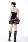 Her Cat-a-Combs: Kawaii Lolita Balck/Pink Plaid Skirt