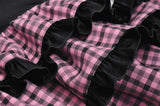 Her Cat-a-Combs: Kawaii Lolita Balck/Pink Plaid Skirt