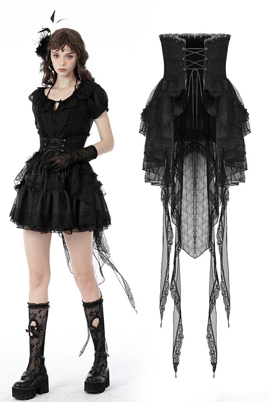 Ghostly Glory- Black Lace Corset Skirt