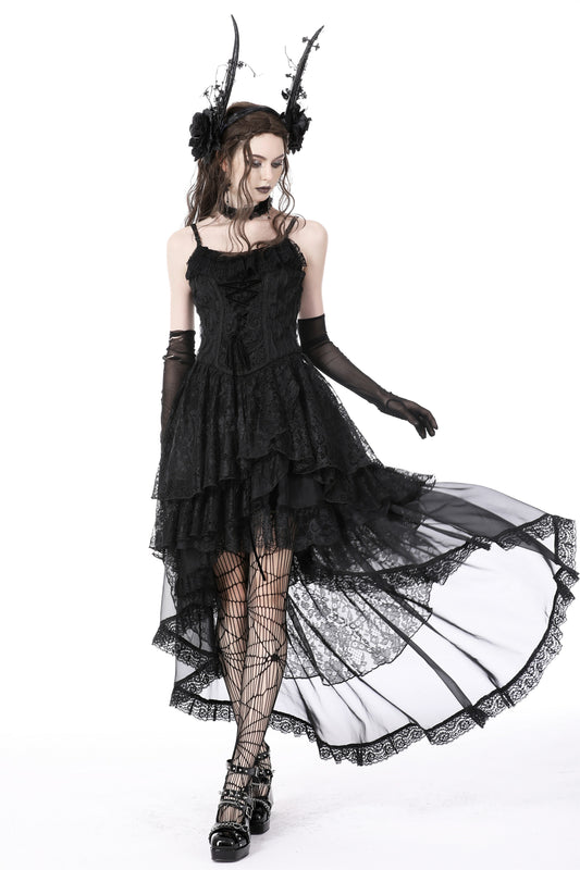 Dark Elite: Elegant Gothic Chiffon High-low Petticoat