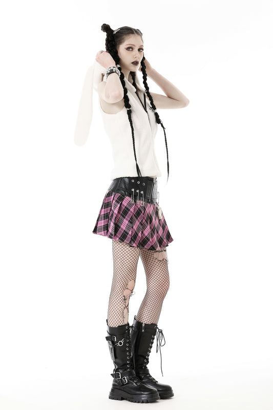 Deady Bear- Checkered Miniskirt with Bear Charm