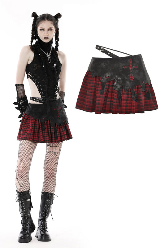 Dangerous Music: Punk Tartan Mini Skirt with Waist Belt