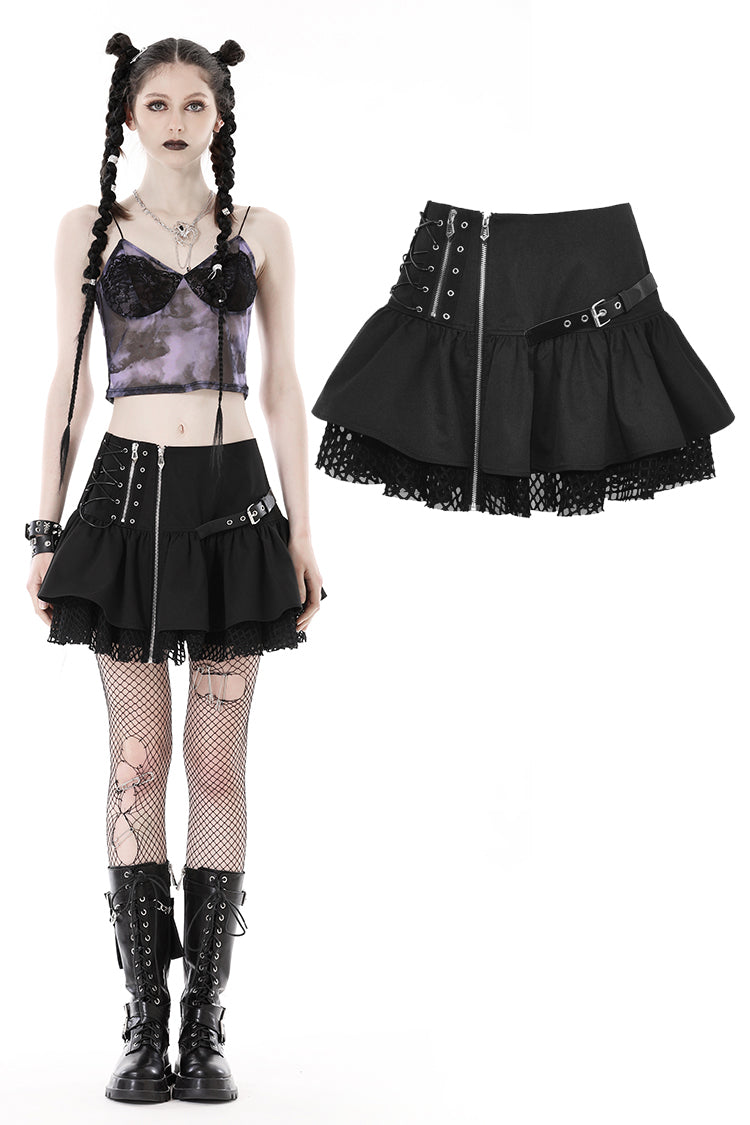 Rock On: Punk Off-center Zipper Miniskirt