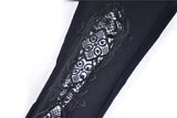 Omen of Luna: Gothic Leggings with Floral Lace-up Details