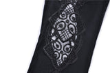 Omen of Luna: Gothic Leggings with Floral Lace-up Details