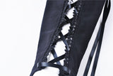 Omen of Luna: Gothic Leggings with Floral Lace-up Details