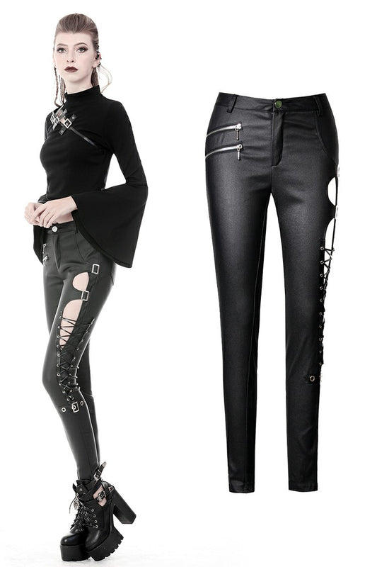 Deal Breaker: Punk Hollow cutout Thigh Trousers with Zipper