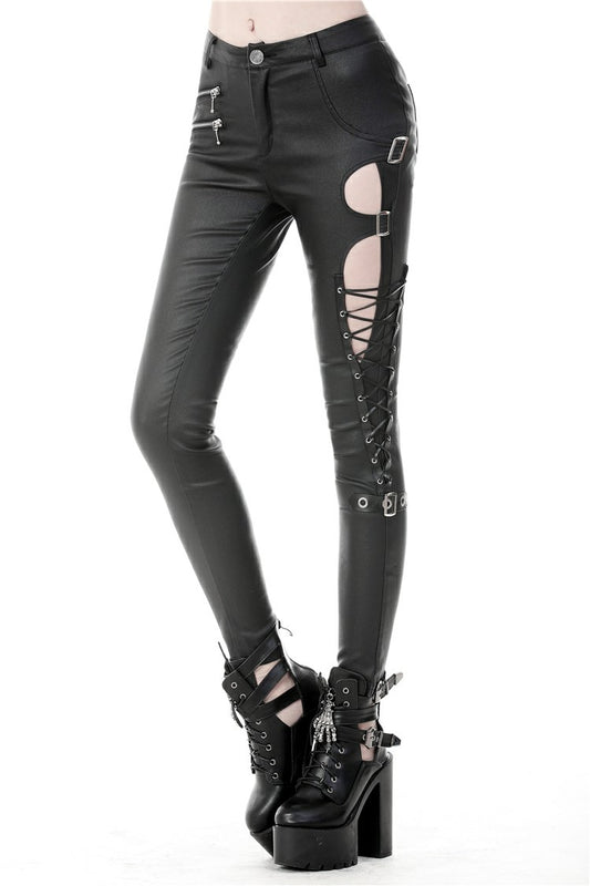 Deal Breaker: Punk Hollow cutout Thigh Trousers with Zipper