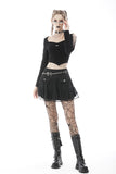 Raving Raven- Punk Crop-top with Bat Silver Detail