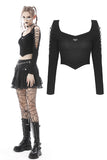 Raving Raven- Punk Crop-top with Bat Silver Detail