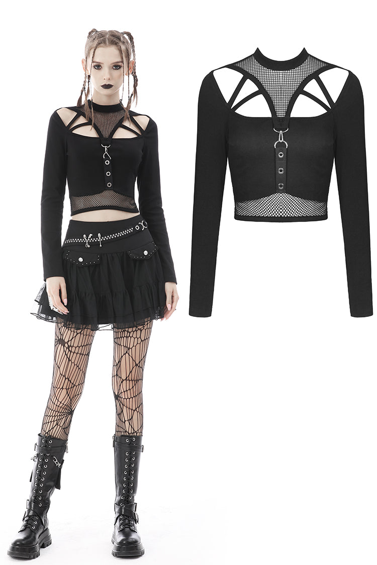 Femme Fury: Black Punk Crop Top