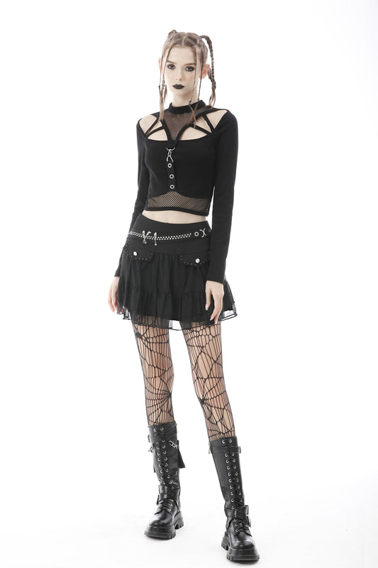 Femme Fury: Black Punk Crop Top