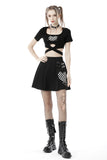 Desperado: Punk Black Short Sleeve Heart Crop Top