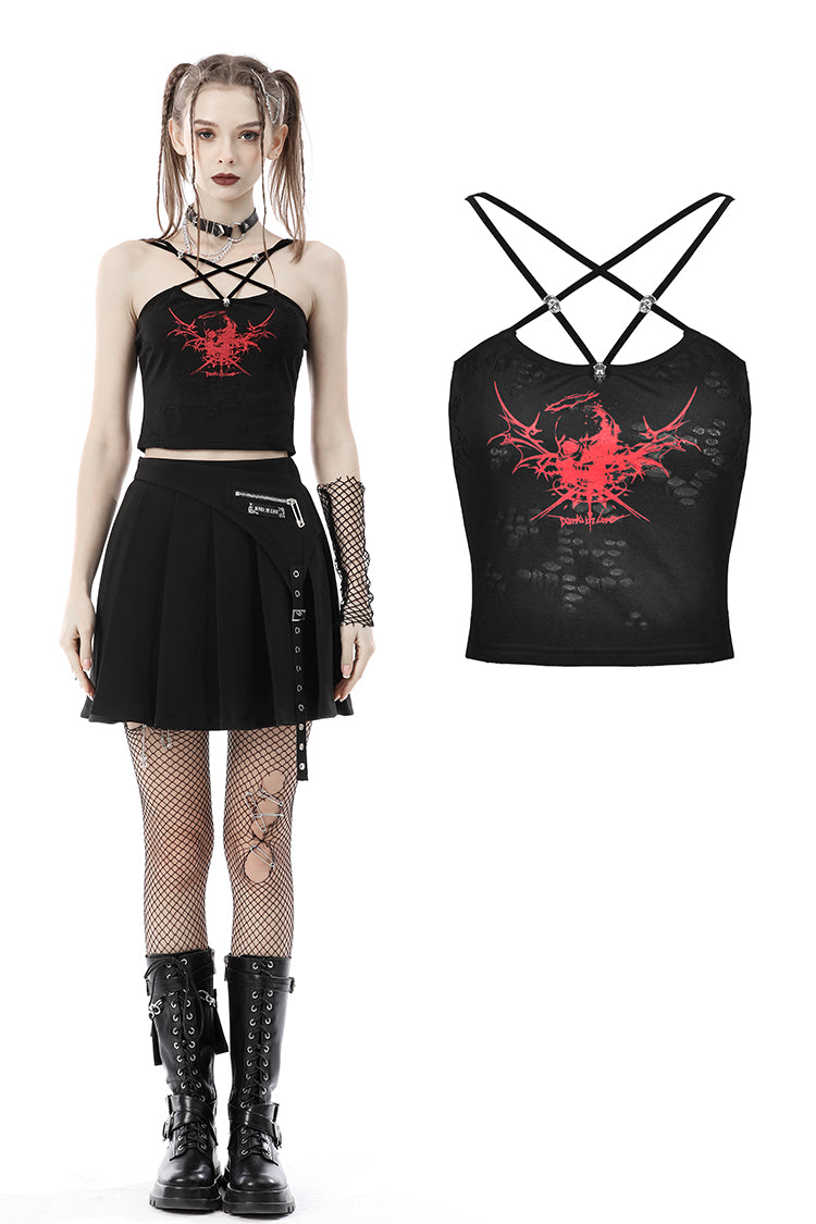 Skull Girl: Punk Star Strapped Halter Crop Top