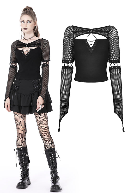 Miss Marauder: Punk Fishnet Sleeves Top