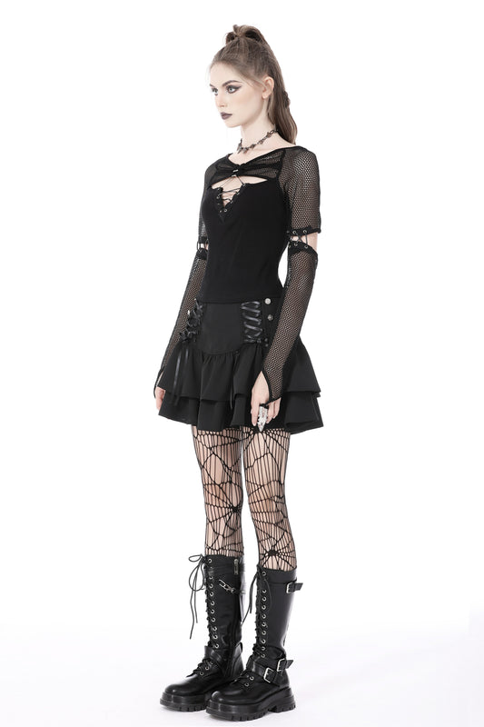 Miss Marauder: Punk Fishnet Sleeves Top