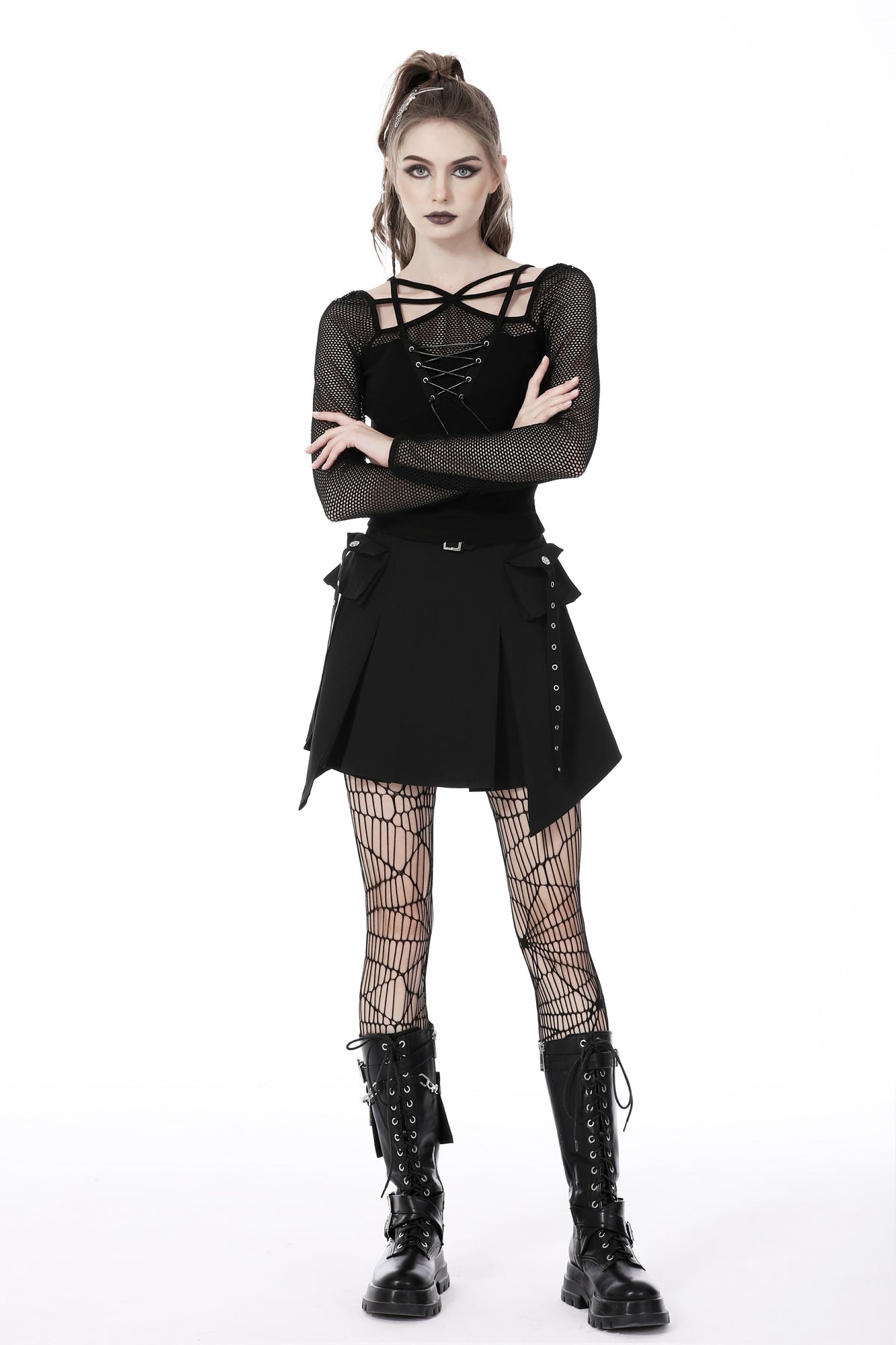 Dare-devilette: Punk Fishnet Belt & Pocket Dress