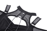 Pandemonium: Punk Fishnet Cold-Shoulder Crop Top