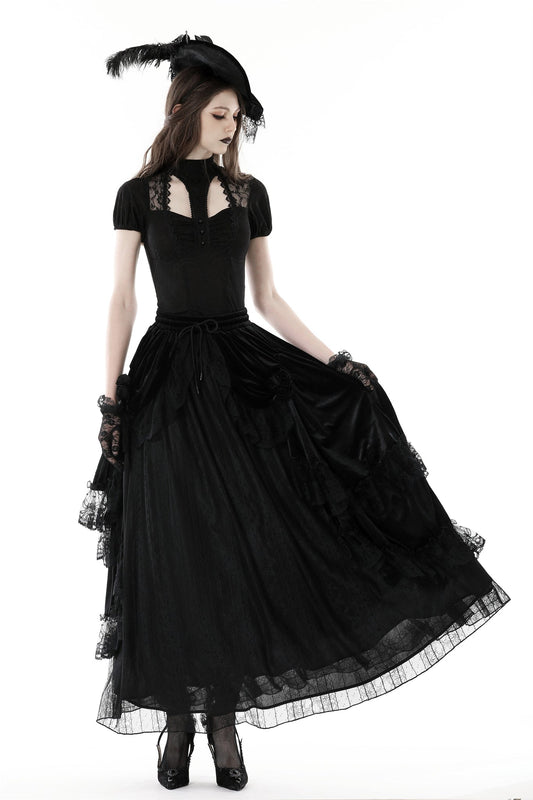 Black Dahlia - Gothic Fitted Top with Cut-out Neckline