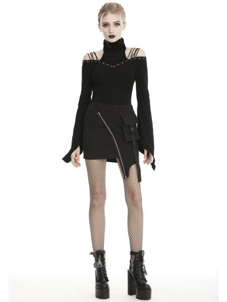 Expressive Revolt - Punk Skirt with Asymmetrical Hemline