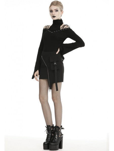 Expressive Revolt - Punk Skirt with Asymmetrical Hemline