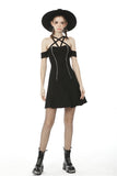 Strawberry Switchblade - Punk Mini Dress with Bardot Neckline