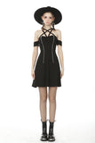 Strawberry Switchblade - Punk Mini Dress with Bardot Neckline