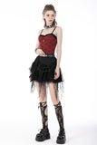 Black Widow - Gothic Tiered Skirt with Spiderweb Print