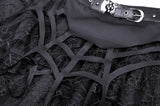 Black Widow - Gothic Tiered Skirt with Spiderweb Print