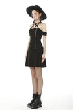 Strawberry Switchblade - Punk Mini Dress with Bardot Neckline