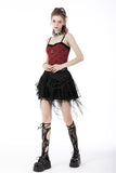 Black Widow - Gothic Tiered Skirt with Spiderweb Print