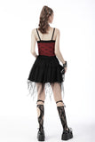 Black Widow - Gothic Tiered Skirt with Spiderweb Print