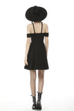 Strawberry Switchblade - Punk Mini Dress with Bardot Neckline