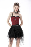 Black Widow - Gothic Tiered Skirt with Spiderweb Print